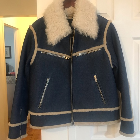 Rag and Bone Denim Shearling Jacket Size Medium - Picture 2 of 6